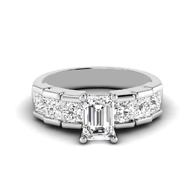 Women’s oval engagement rings with diamonds-1.20-2.35 CT Round & Emerald Cut Diamonds - Engagement Ring