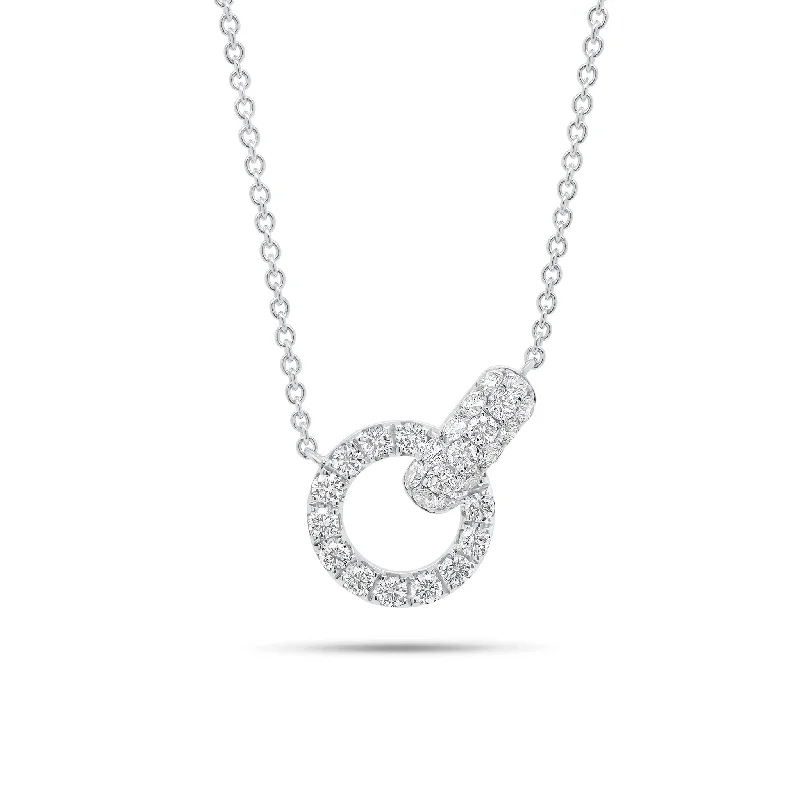 Women’s sterling silver pendants-Diamond Circle & Link Necklace