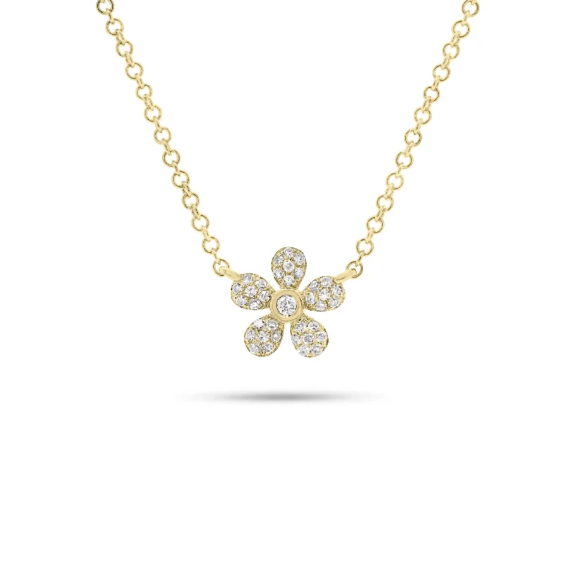 Women’s statement pearl necklaces-Pave Diamond Daisy Pendant Necklace