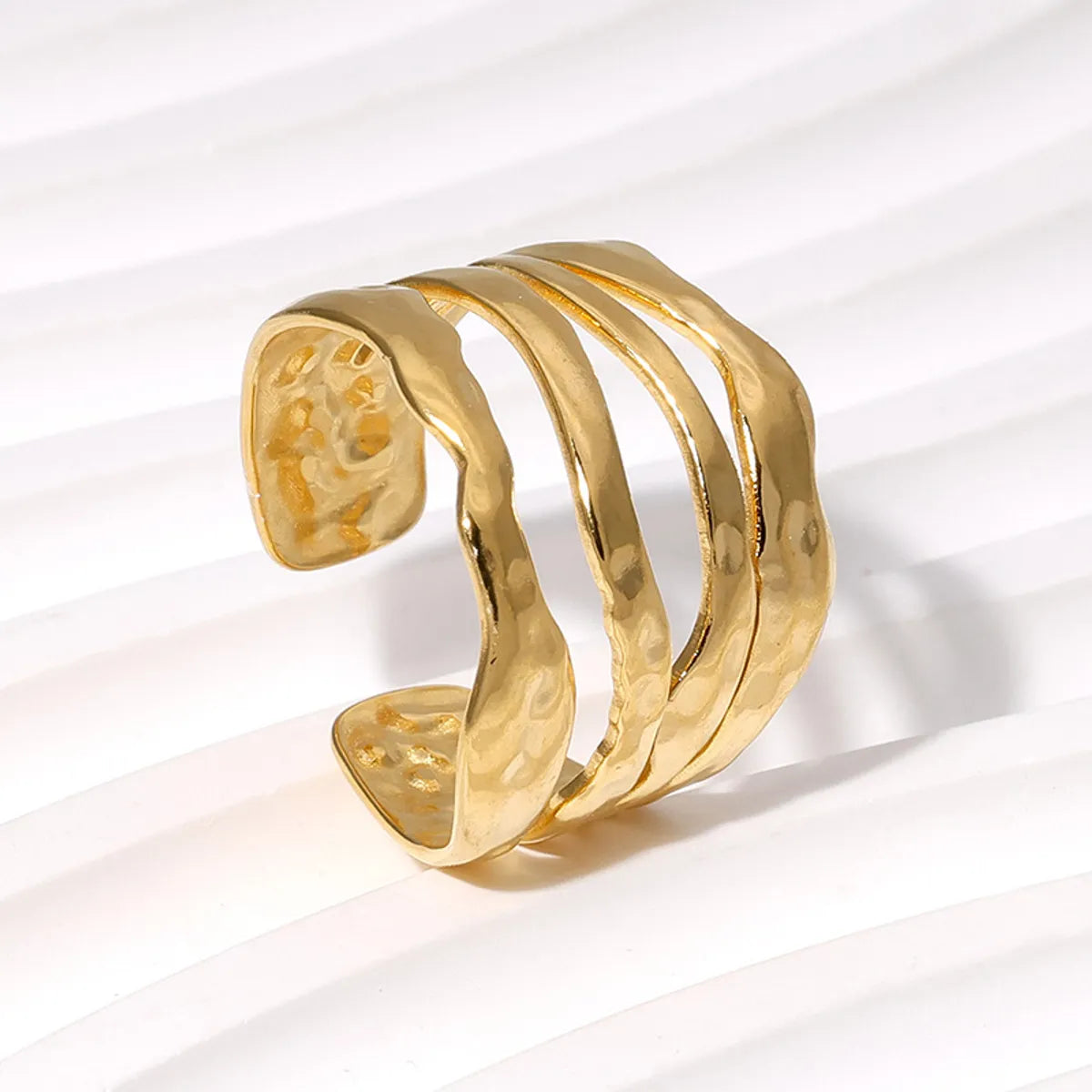 Women’s gold rings-Retro Roman Style Geometric Stainless Steel Plating Open Rings