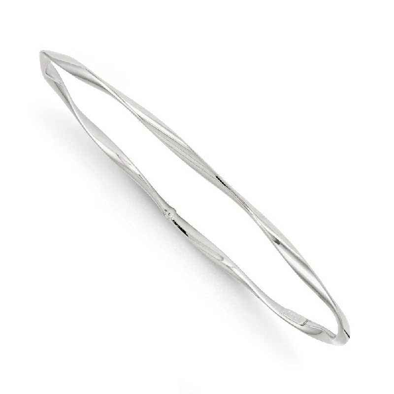 Women’s elegant bangles-14k White Gold 2.5mm Twisted Slip-on Bangle Bracelet, 8.25"