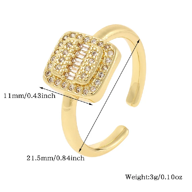 Women’s vintage-style rings-Elegant Modern Style Geometric Copper Plating Inlay Zircon Open Rings