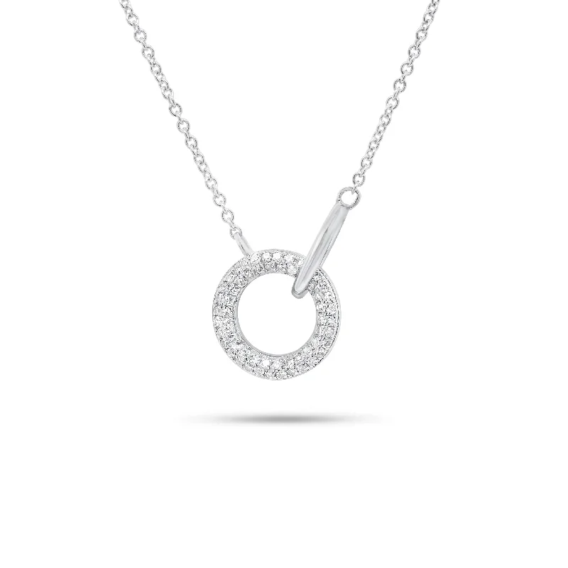 Women’s statement chain necklaces-Diamond Circle & Link Pendant Necklace