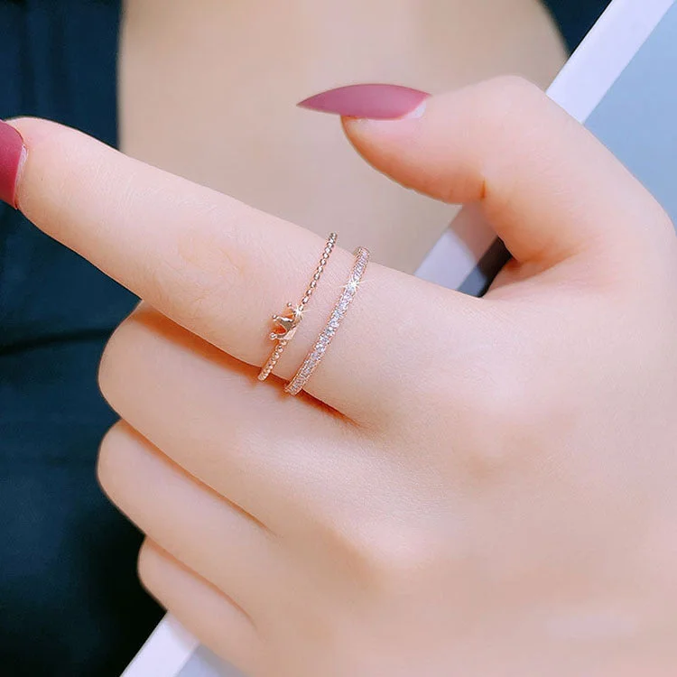 [Rose Gold] Crown Double-Layer Ring