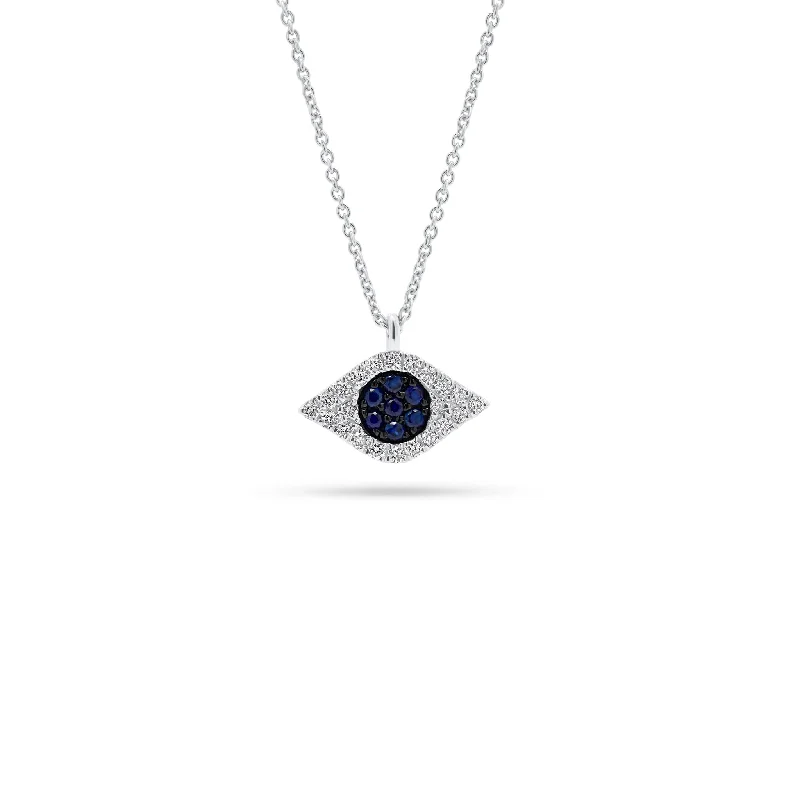 Women’s sapphire necklaces-Sapphire & Diamond Evil Eye Pendant