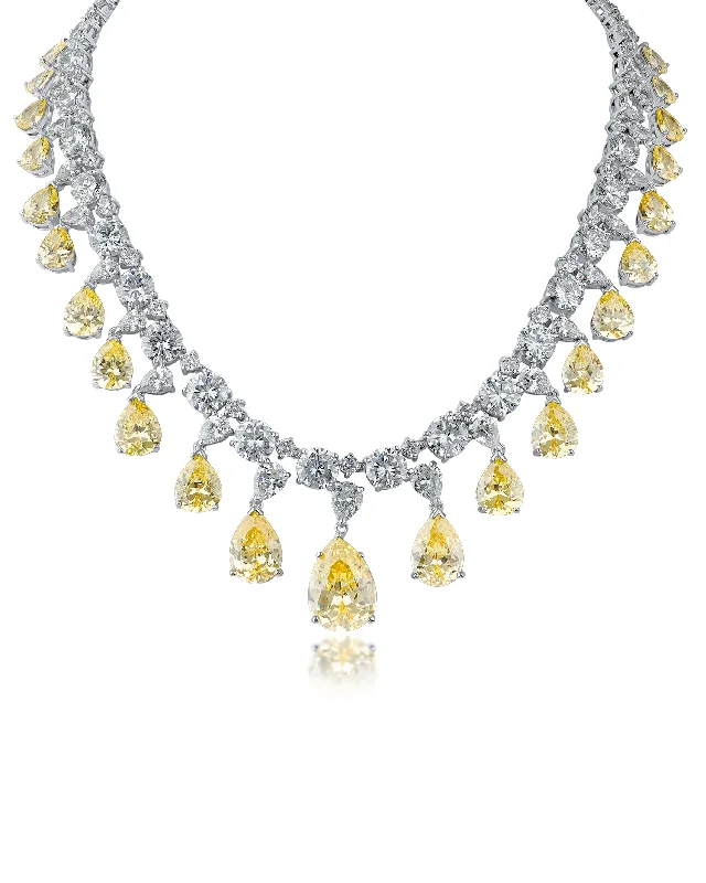 Women’s multi-layered necklaces-Pear Cut Fringe Cubic Zirconia Necklace