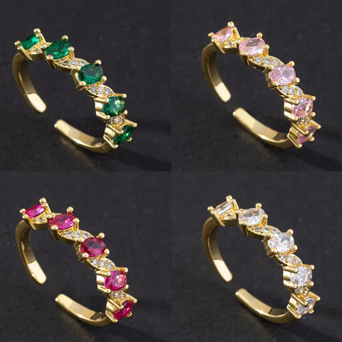 Women’s ruby engagement rings-1 Piece Fashion Geometric Copper Plating Inlay Zircon Open Ring