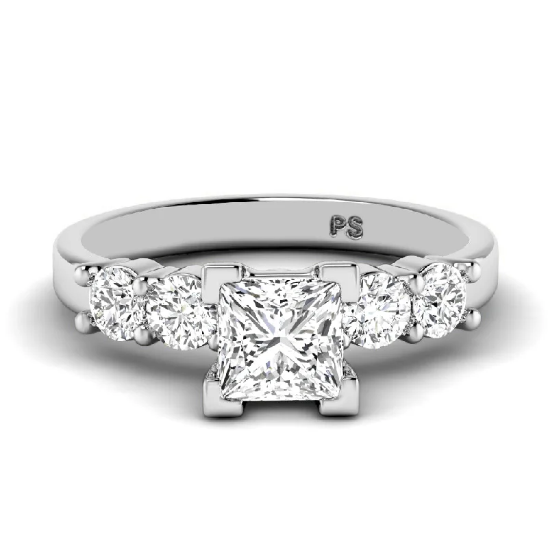 Women’s engagement rings for large hands-0.95-2.10 CT Round & Princess Cut Diamonds - Engagement Ring