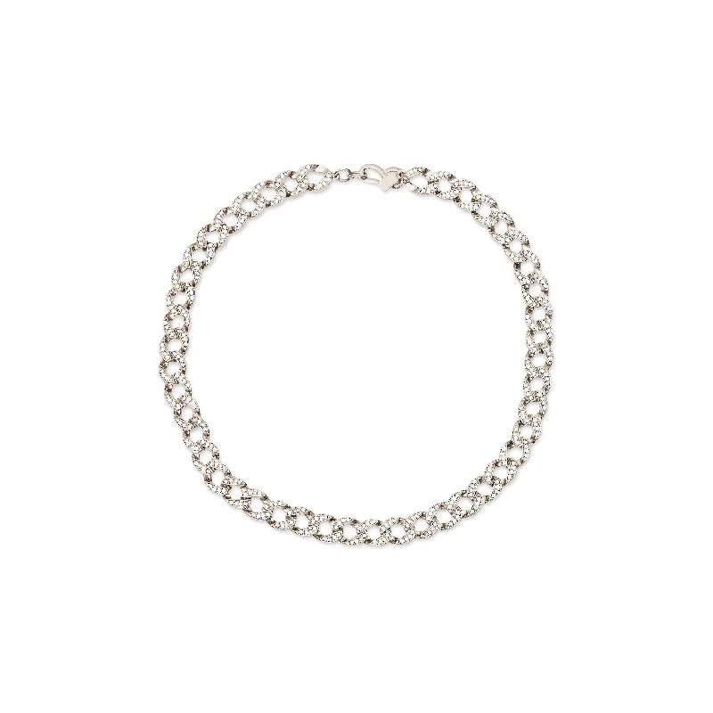 Women’s elegant pearl necklaces-Silver & Crystal Chain Link Necklace