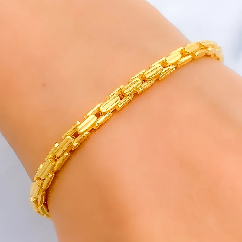 Women’s unique bangles-Ethereal Sleek 22k Gold Bracelet