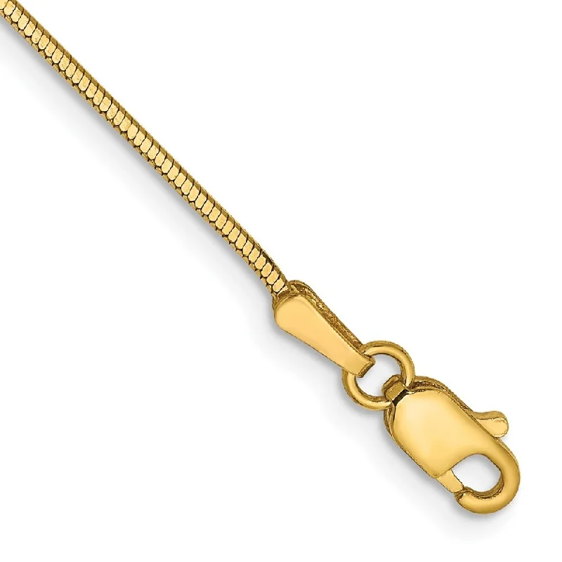 Women’s elegant tennis bracelets-14k Yellow Gold 1.2mm Octagonal Snake Chain Bracelet, 7"