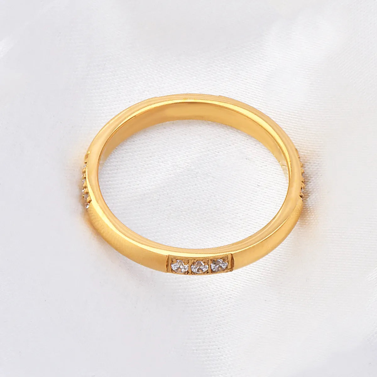 Women’s gold rings-Elegant Solid Color Stainless Steel Inlay Zircon Rings