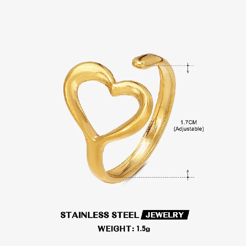 Golden Love Heart-Shaped Ring