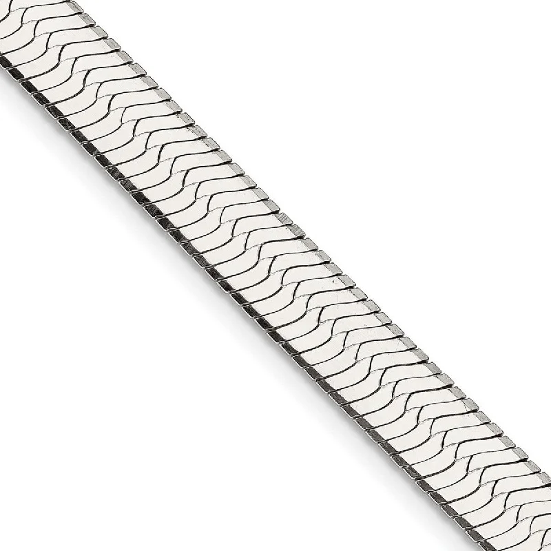 Women’s silver promise rings-Curata 925 Sterling Silver 8.75mm Magic Herringbone Chain Necklace