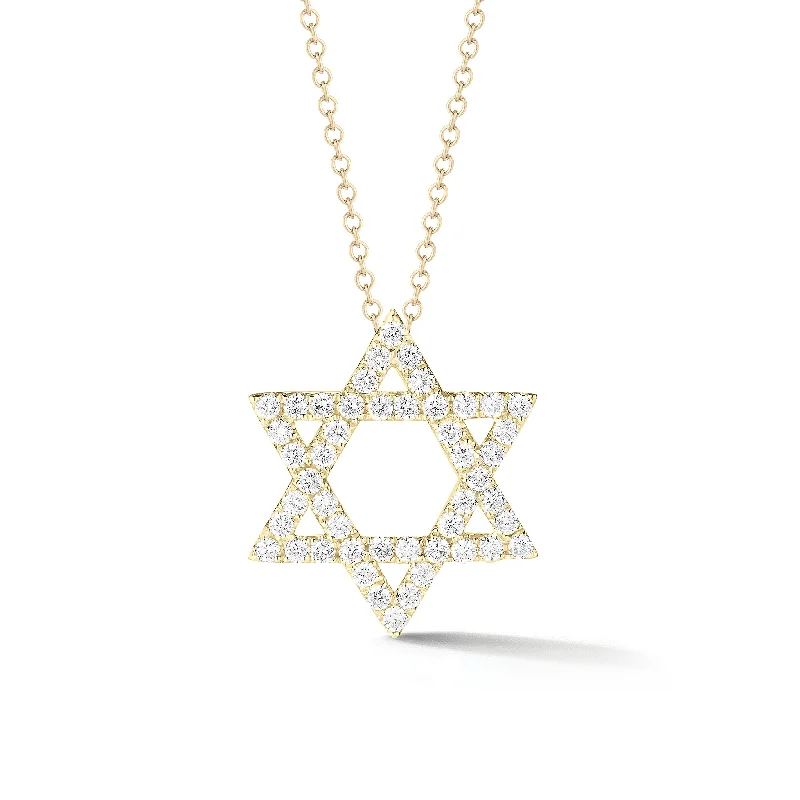 Women’s pendant charm necklaces-Diamond Large Star of David Pendant Necklace