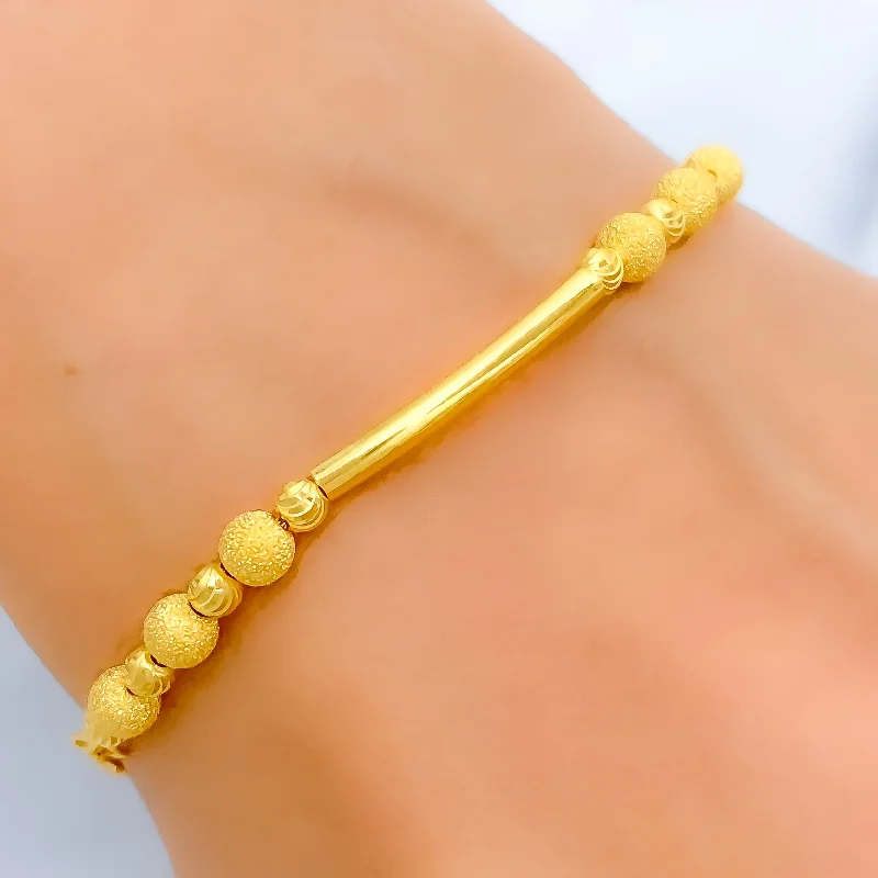 Women’s cuff bangles-Chic Sand Finish Ball Bracelet