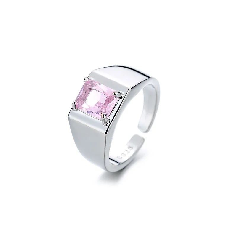 Pink Diamond Heavy Industry Ring (White Gold Color)