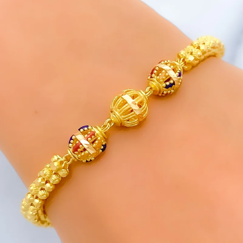 Women’s gold bangles-Detailed Open Barrel Bracelet