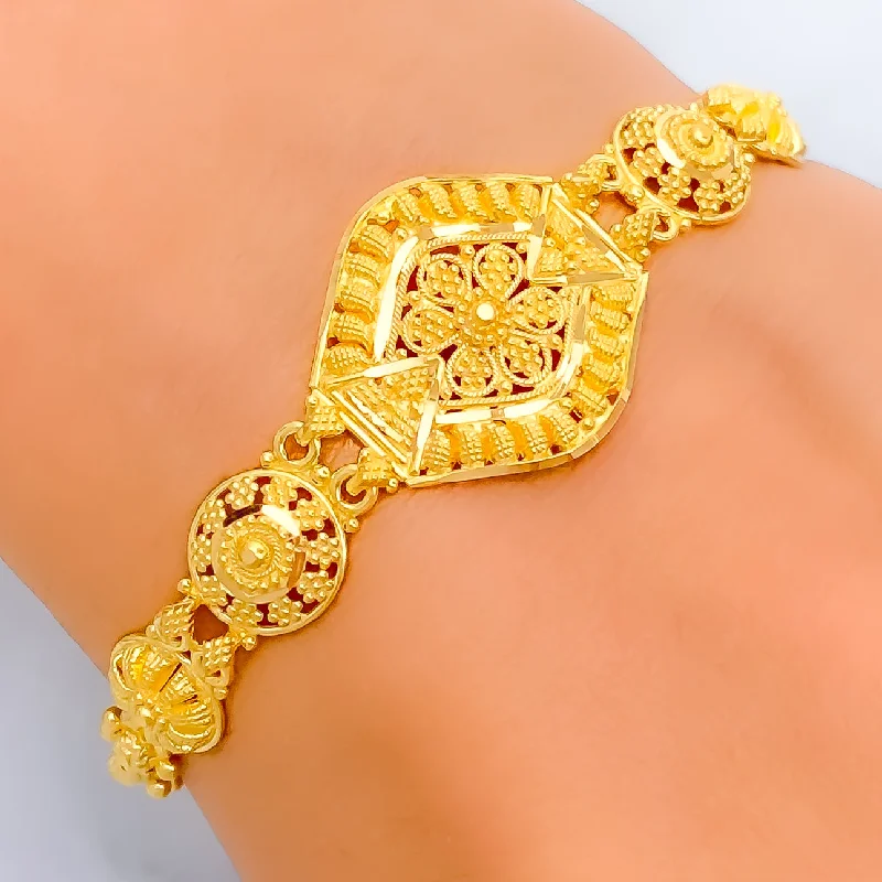 Women’s vintage charm bracelets-Charming Bold 22k Gold Bracelet