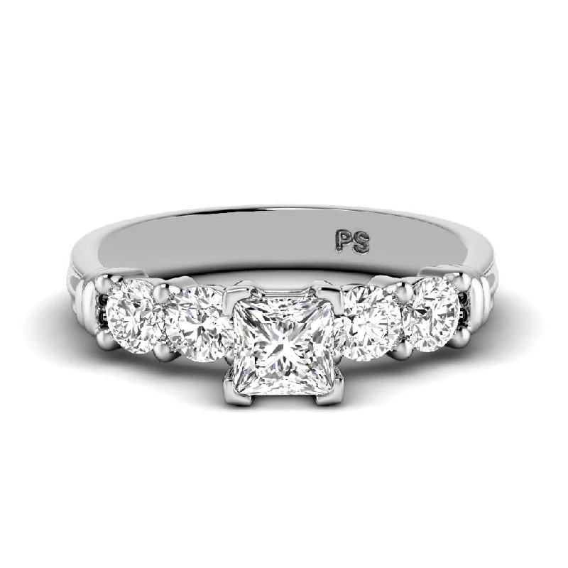 Women’s platinum engagement rings-0.90-2.05 CT Round & Princess Cut Diamonds - Engagement Ring