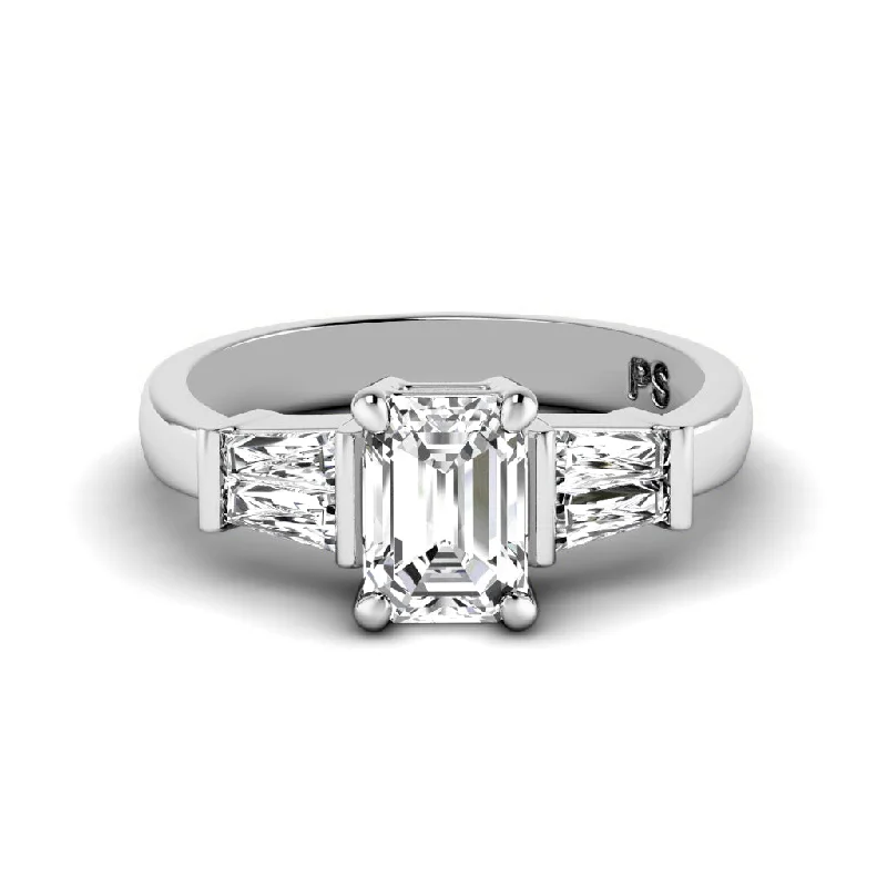 Women’s romantic halo engagement rings-0.90-3.40 CT Taper & Emerald Cut Lab Grown Diamonds - Engagement Ring