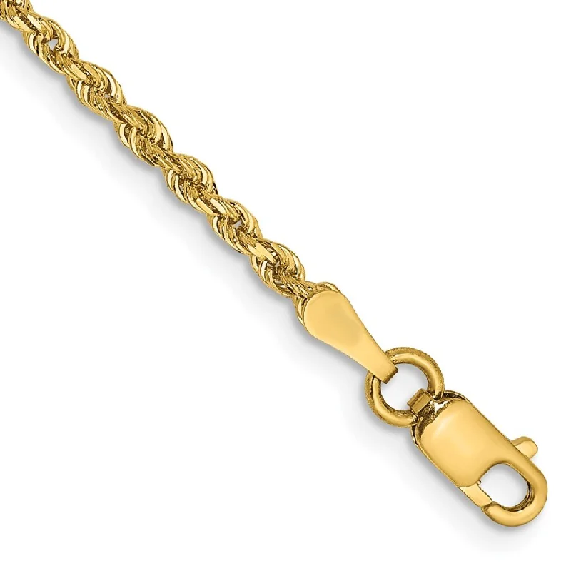 Women’s gold chain bracelets-14k Yellow Gold 2.00mm Diamond-Cut Quadruple Rope Chain Bracelet, 7"