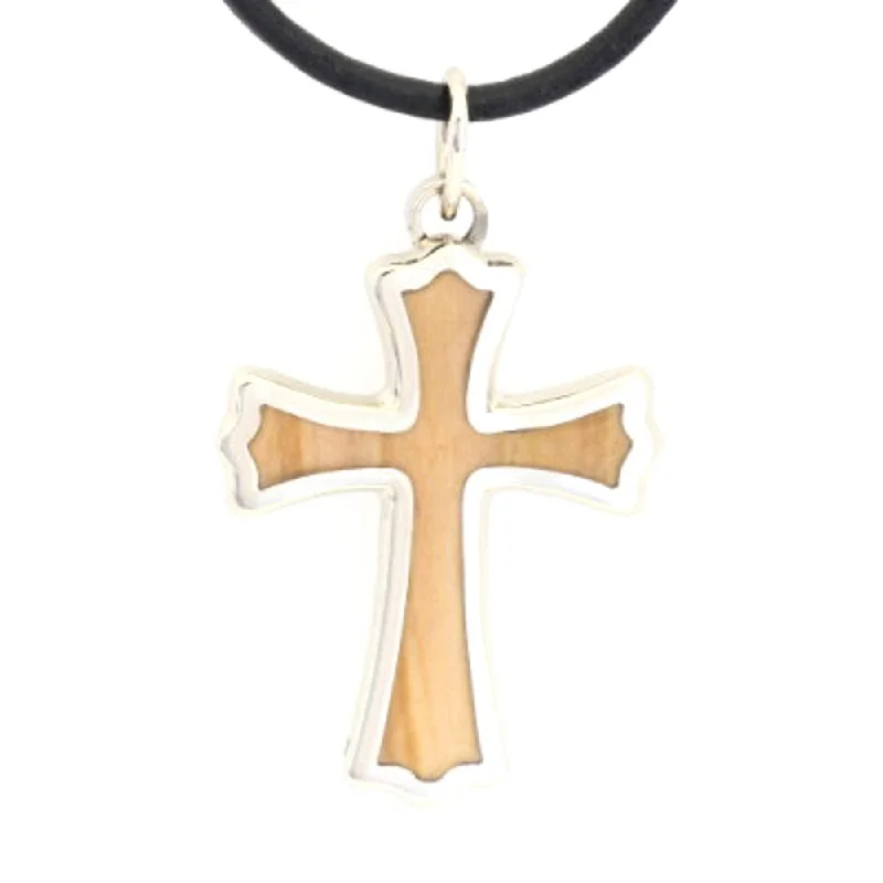 Women’s layered gold necklaces-Solid Gold and Wood Custom Cross Pendant