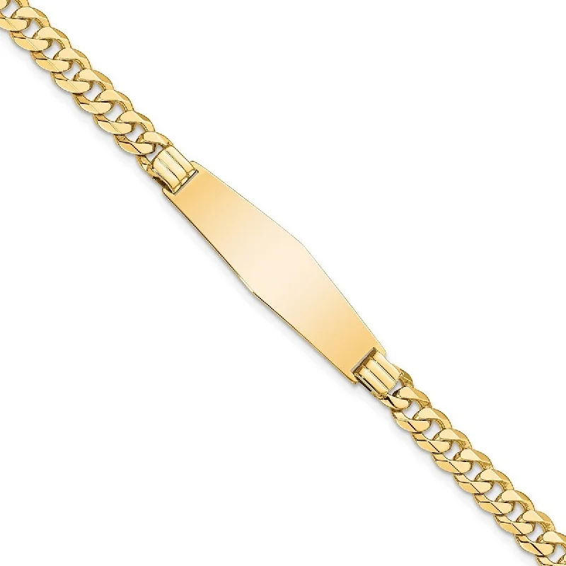 Women’s tennis bangles-Curata 9mm 14k Yellow Gold Engravable Curb Link Soft Diamond Shape ID Bracelet