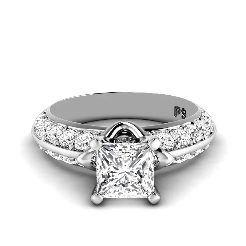 Women’s elegant engagement rings-1.15-3.65 CT Round & Princess Cut Lab Grown Diamonds - Engagement Ring