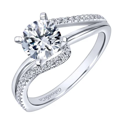 Women’s engagement rings for large hands-Gabriel Naomi Diamond Engagement Ring Setting in 14kt White Gold (1/5ct tw)