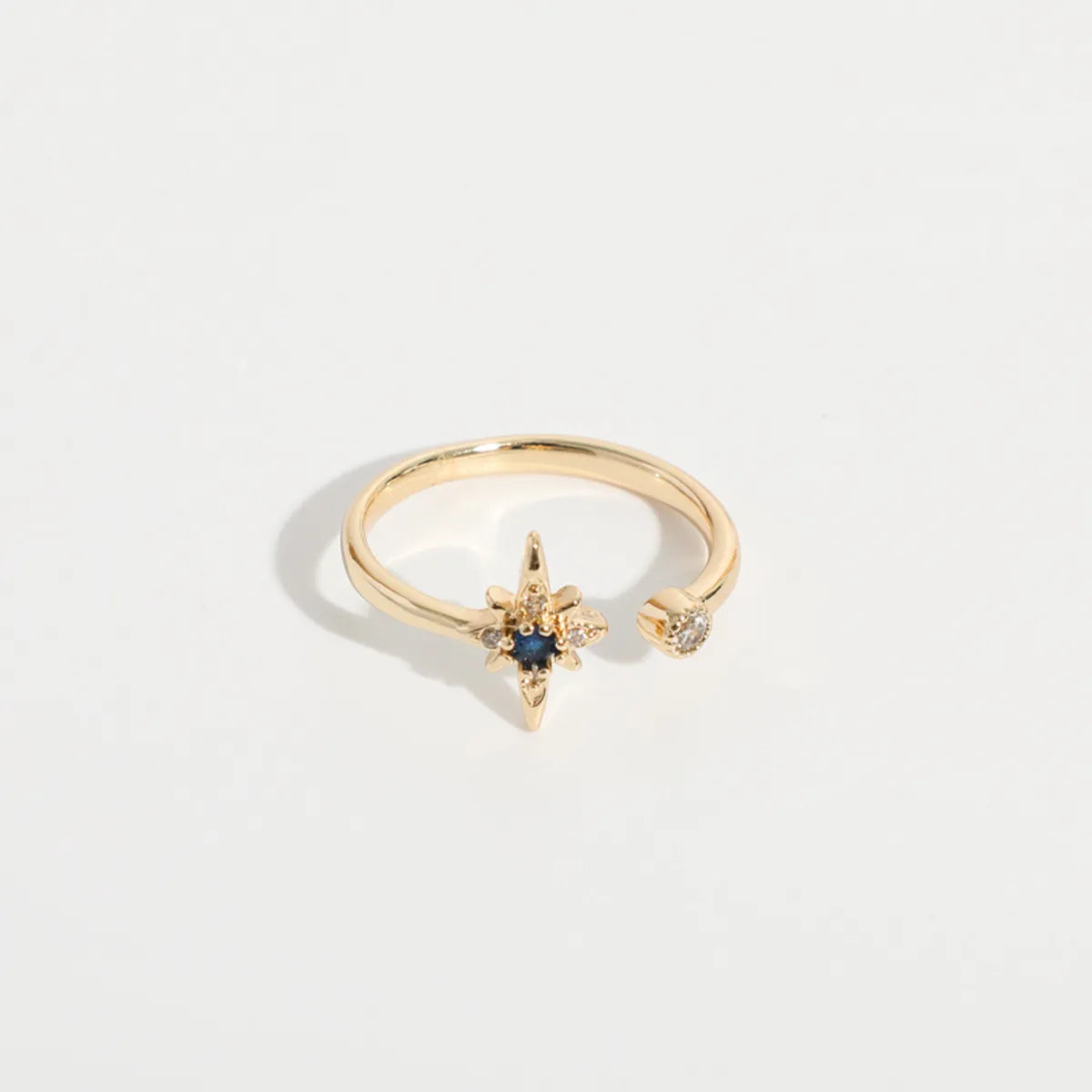 Women’s birthstone rings for each month-Simple Constellation Shape Copper Plated 14k Real Gold Open Ring