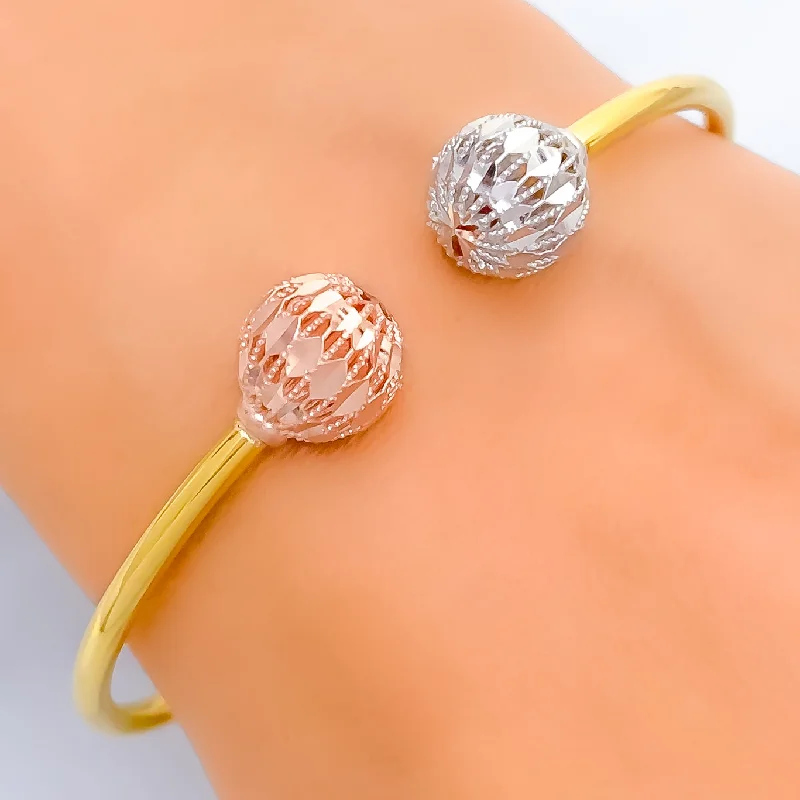 Women’s silver cuff bracelets-Jazzy Artistic 22k Gold Bangle Bracelet