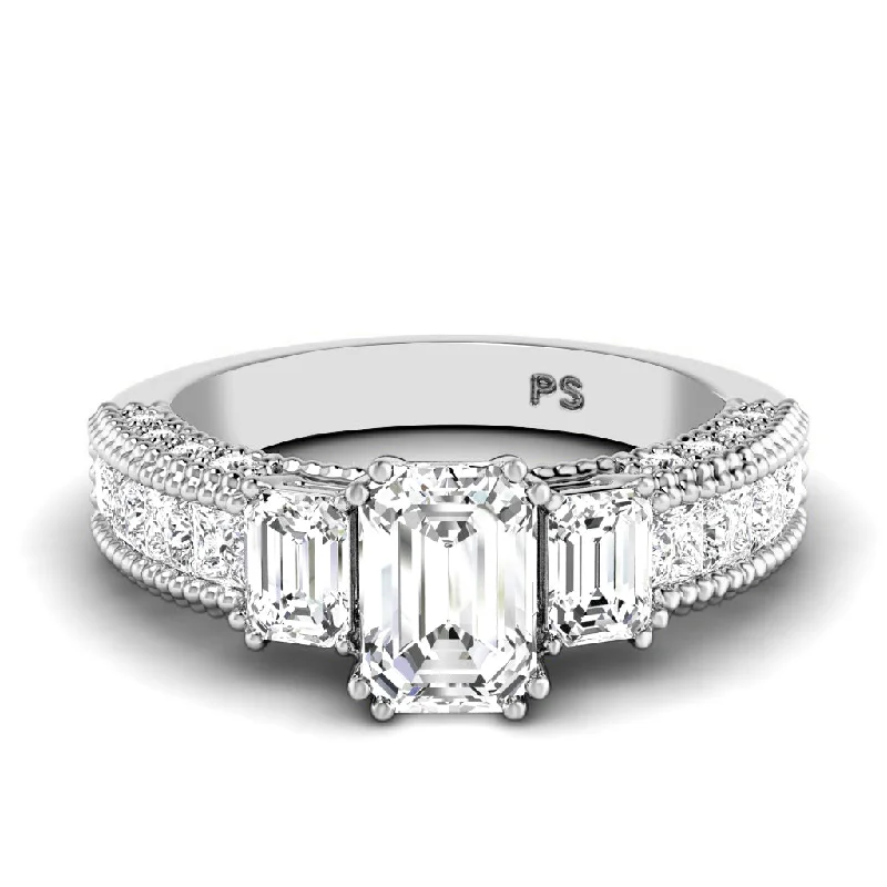 Women’s high-quality engagement rings-1.95-3.10 CT Round & Princess & Emerald Cut Diamonds - Engagement Ring