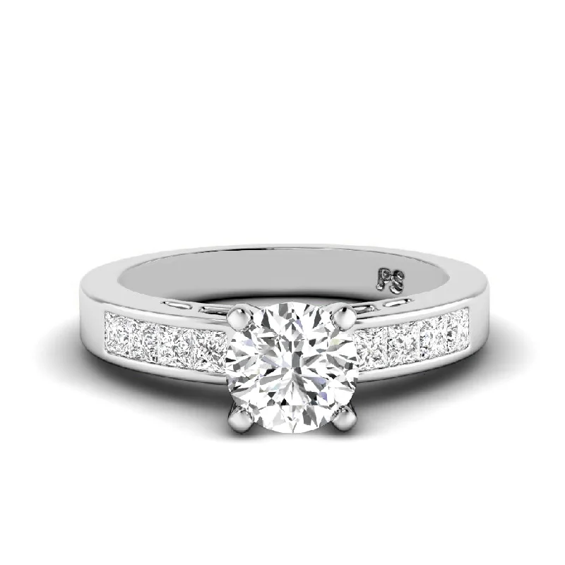 Women’s platinum solitaire engagement rings-1.00-3.50 CT Princess & Round Cut Lab Grown Diamonds - Engagement Ring