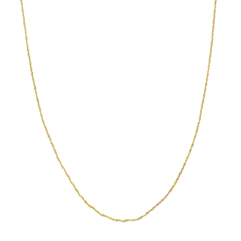 Women’s wedding rings-Curata 10k Yellow Gold 1.15mm Singapore Chain Necklace (Spring Ring)