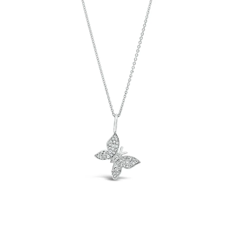 Women’s multi-strand necklaces-Pave Diamond Butterfly Pendant