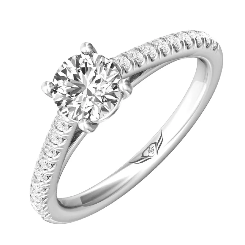 Women’s geometric engagement rings-Martin Flyer Diamond Engagement Setting in 14kt White Gold (1/4ct tw)