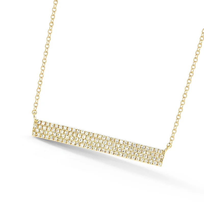 Women’s layered necklaces-Pave Diamond Bar Necklace