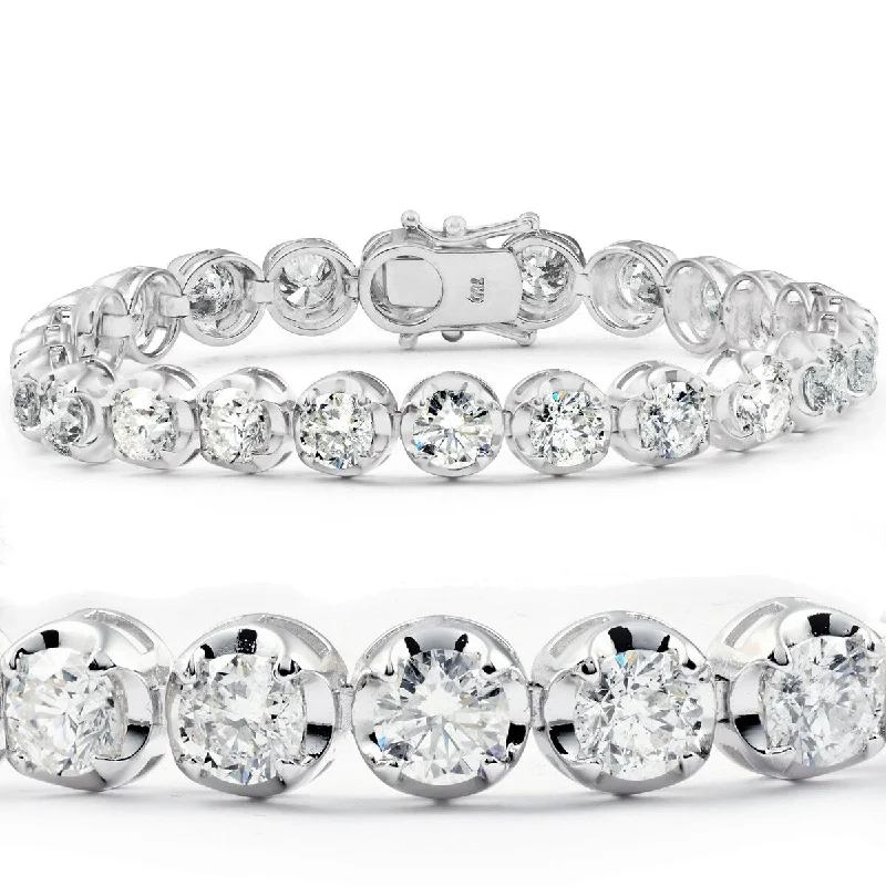 Women’s silver charm bracelets-15 Ct Diamond Tennis Bracelet White Gold 7" Double Locking Clasp