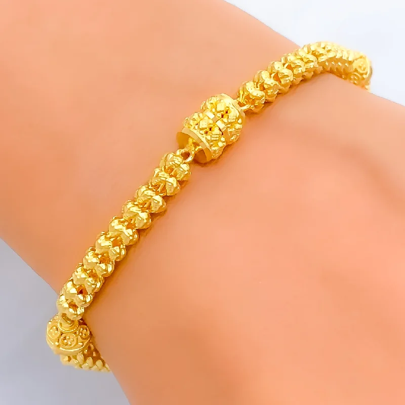 Women’s simple gold bangles-Impressive Sleek 22k Gold Beaded Bracelet