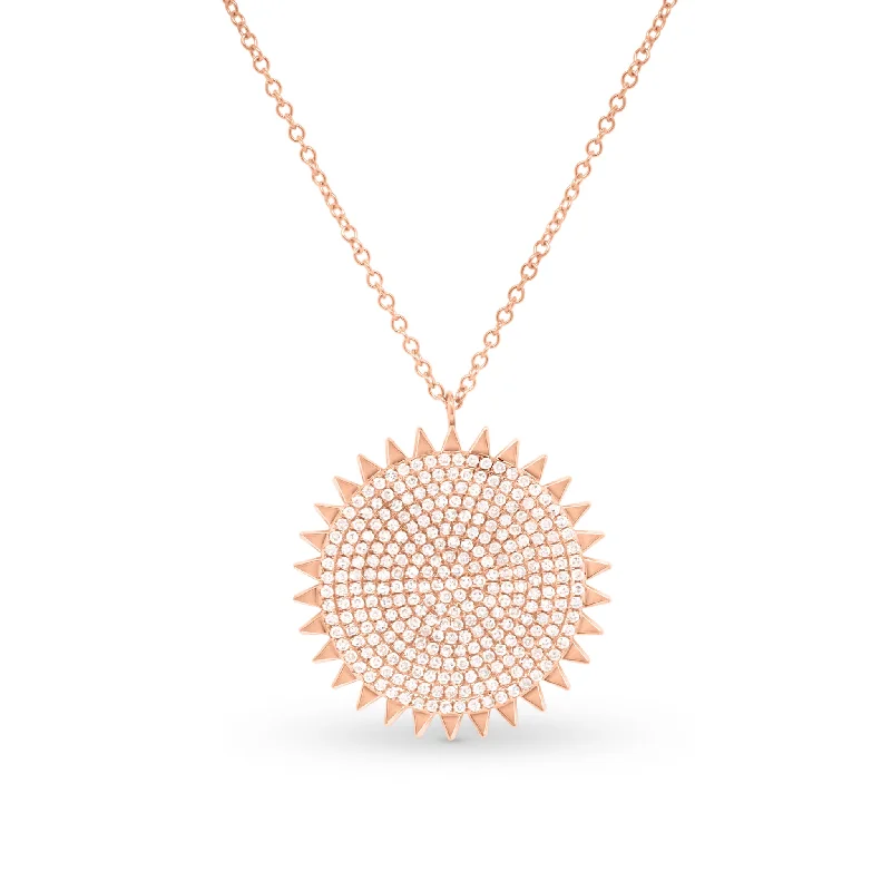 Women’s chain necklaces-Diamond Sun Disc Pendant