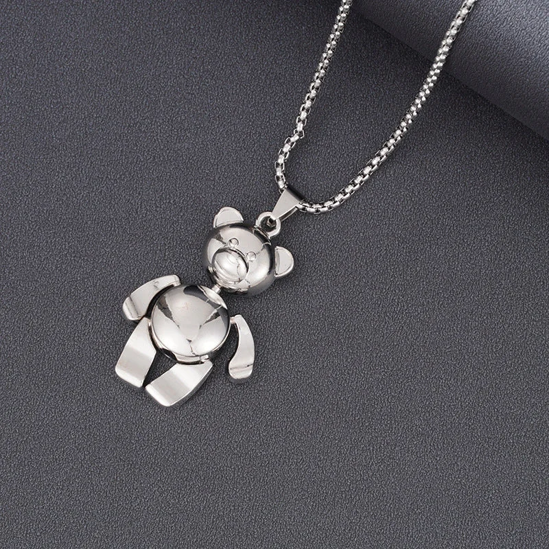 Glossy Bear Titanium Steel Necklace 60cm