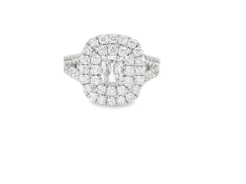 Women’s diamond ring engagement sets-HENRI DAUSSI - WHITE GOLD DIAMOND ENGAGEMENT RING