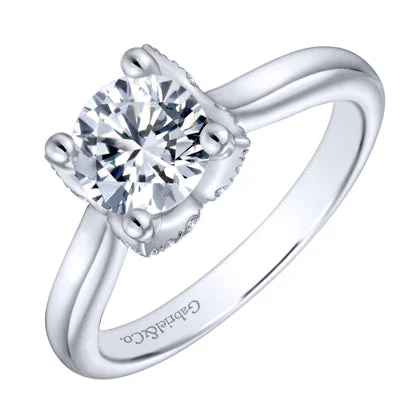 Women’s gold engagement rings-Gabriel Malaysia Diamond Engagement Ring Setting in 14kt White Gold (1/5ct tw)