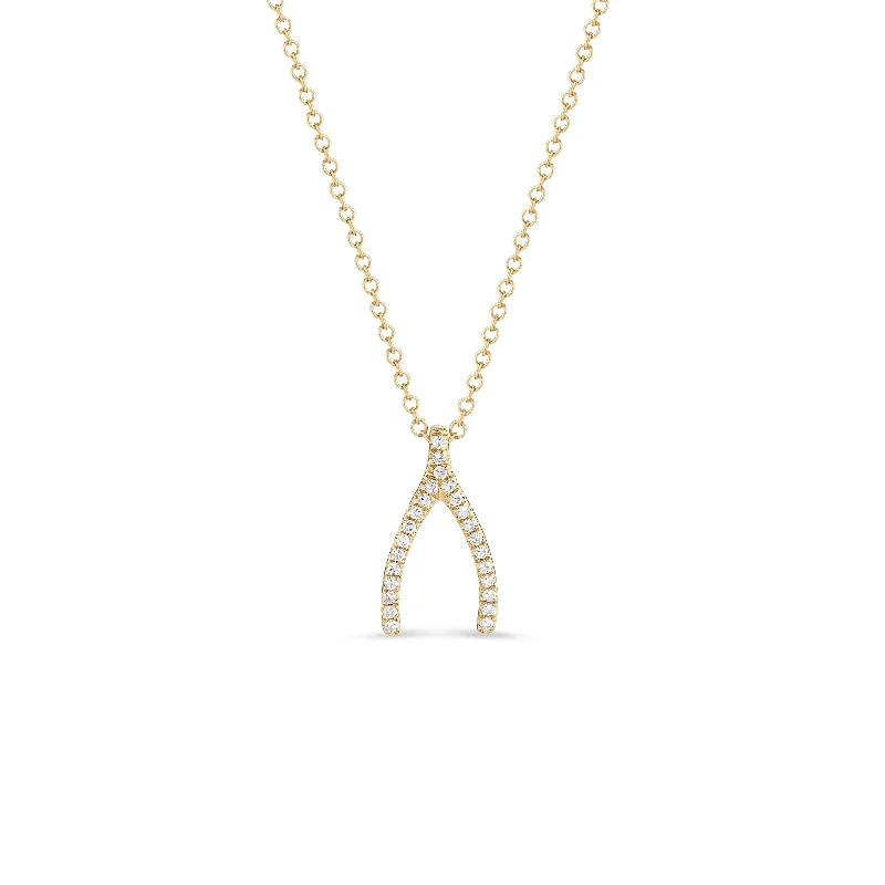 Women’s long necklaces-Diamond Wishbone Necklace