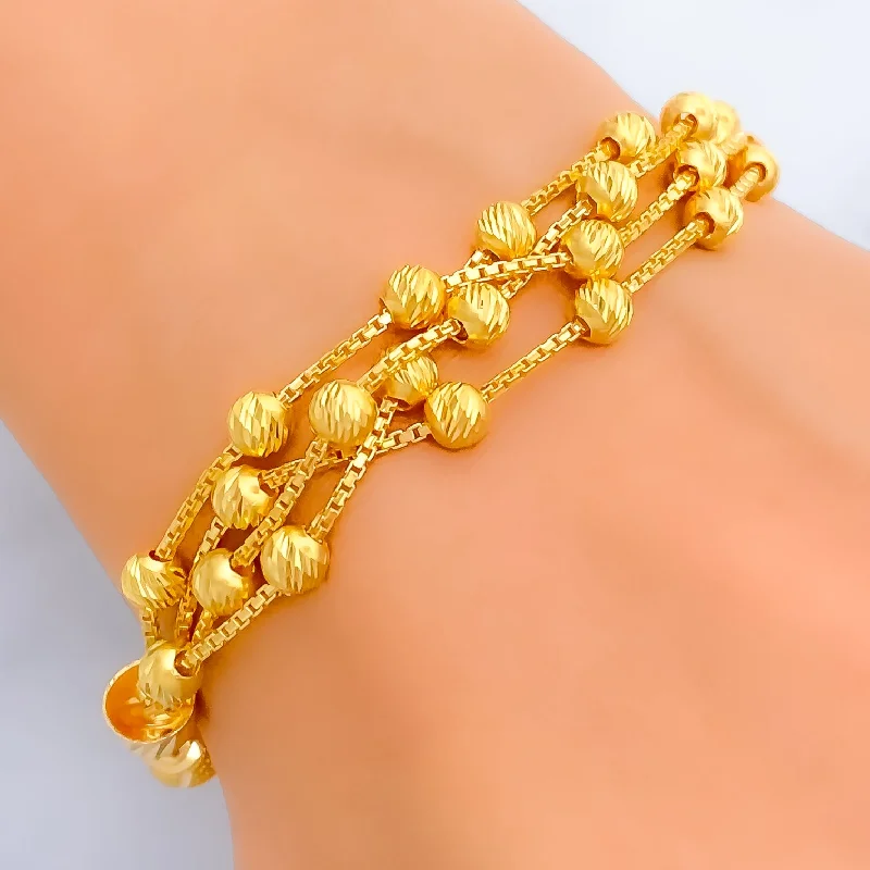 Women’s antique bracelets-Bespoke Golden 22k Gold Orb Flexi Bangle Bracelet