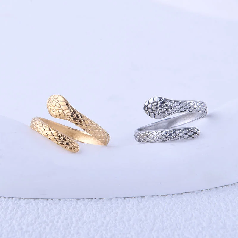 Women’s anniversary rings-Ig Style Cool Style Snake Stainless Steel Plating 18k Gold Plated Open Rings