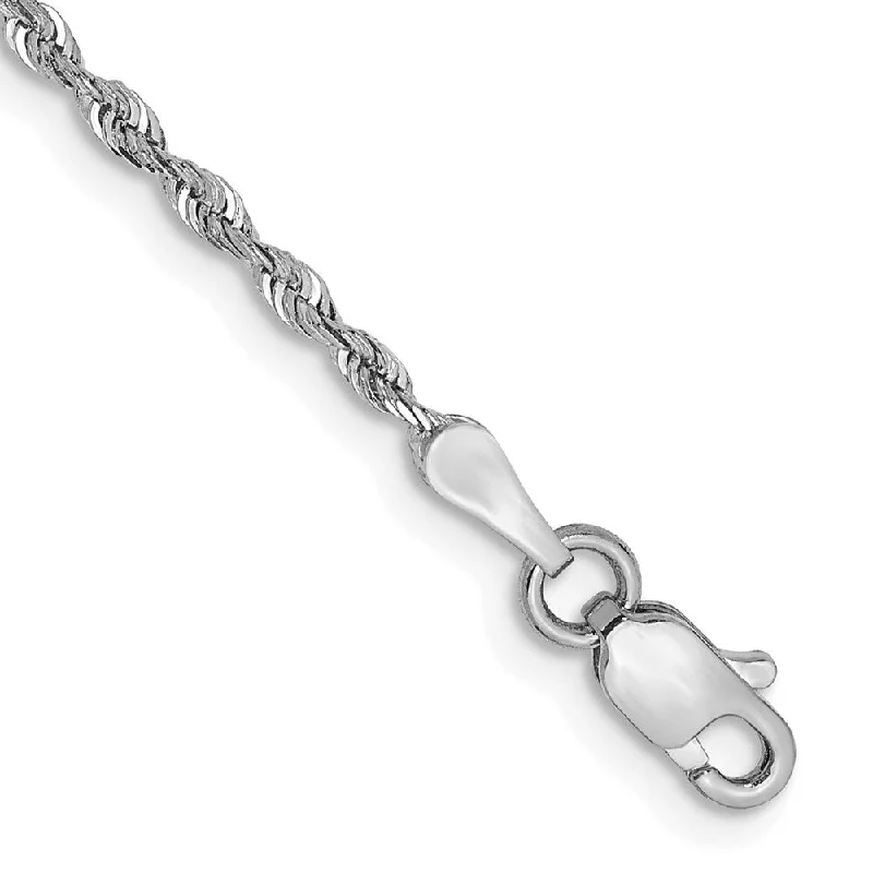 Women’s unique bangles-10k White Gold 1.85mm Diamond-Cut Quadruple Rope Chain Bracelet, 7"