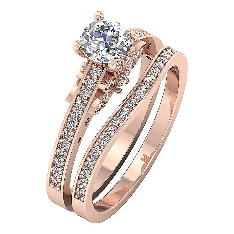 Women’s diamond solitaire engagement rings-The Amir Gold Genuine Diamond Bridal Wedding Ring Set