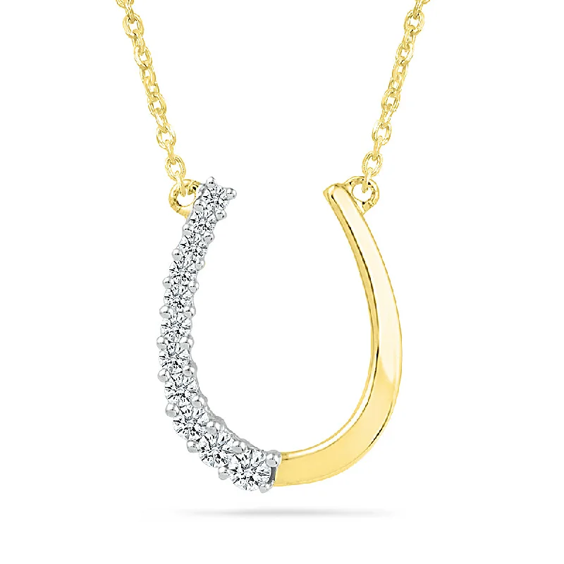 Women’s diamond pendant necklaces-Lucky Horseshoe Diamond Necklace